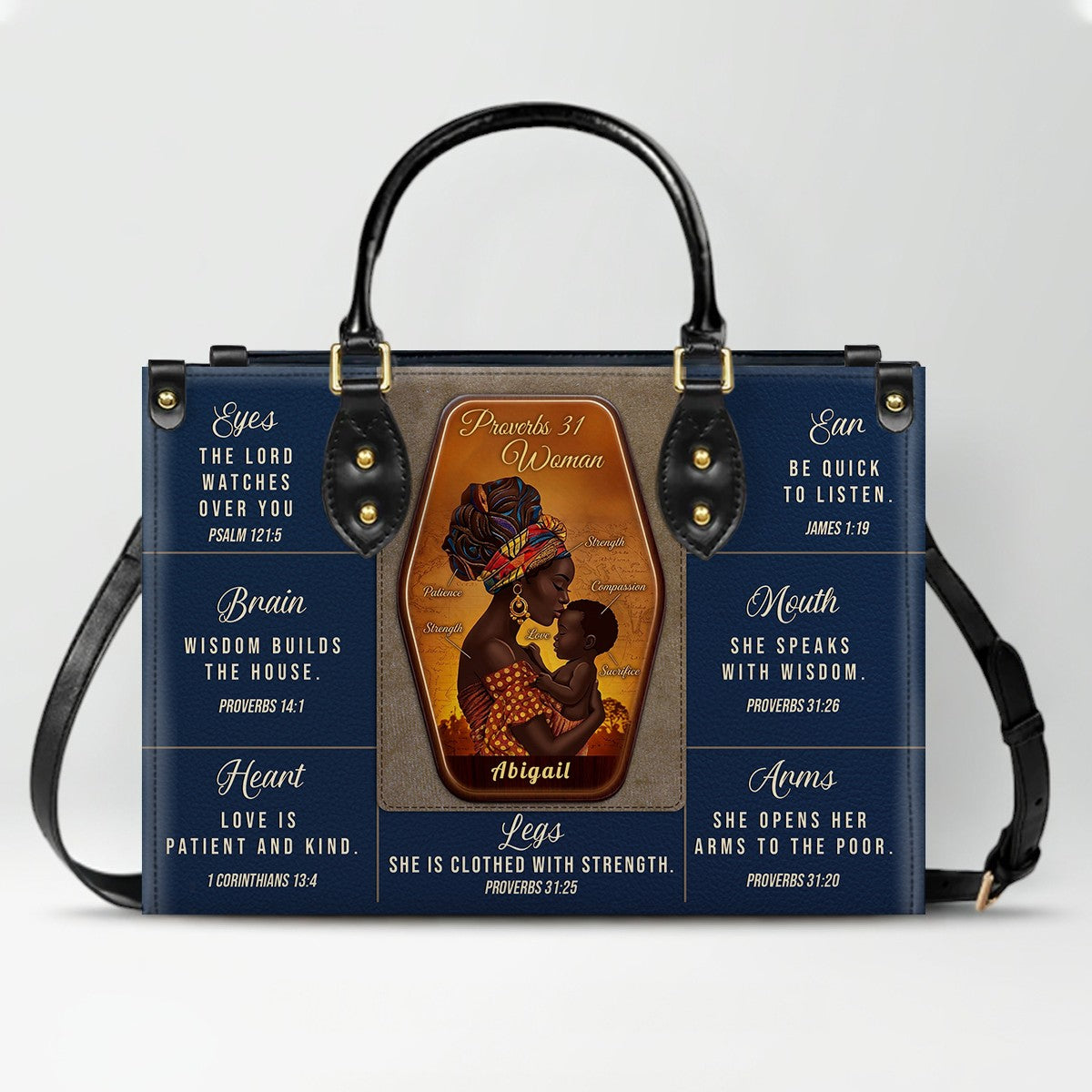Personalized Proverbs 31 Woman Leather Handbag | ChristianArtBag Custom Faith-Based Purse