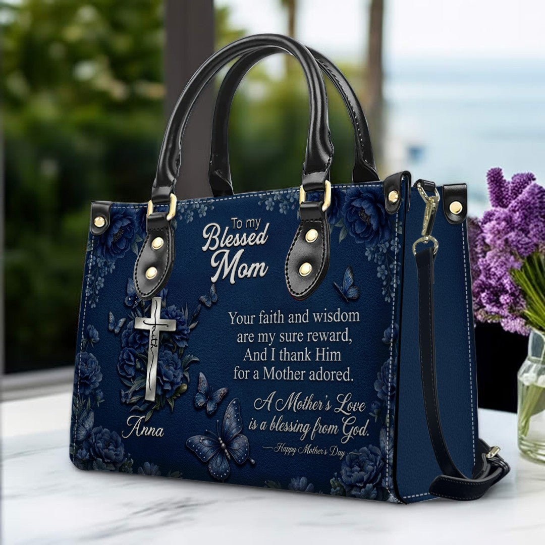 CHRISTIANARTBAG | Personalized Leather Handbag - Blessed Mother Edition - Custom Name & Faith Design CAB14626