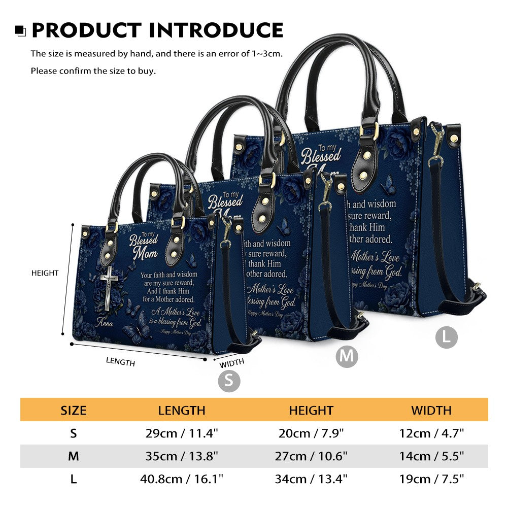 CHRISTIANARTBAG | Personalized Leather Handbag - Blessed Mother Edition - Custom Name & Faith Design CAB14626