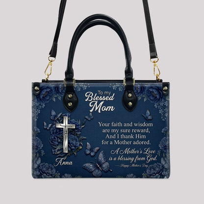 CHRISTIANARTBAG | Personalized Leather Handbag - Blessed Mother Edition - Custom Name & Faith Design CAB14626