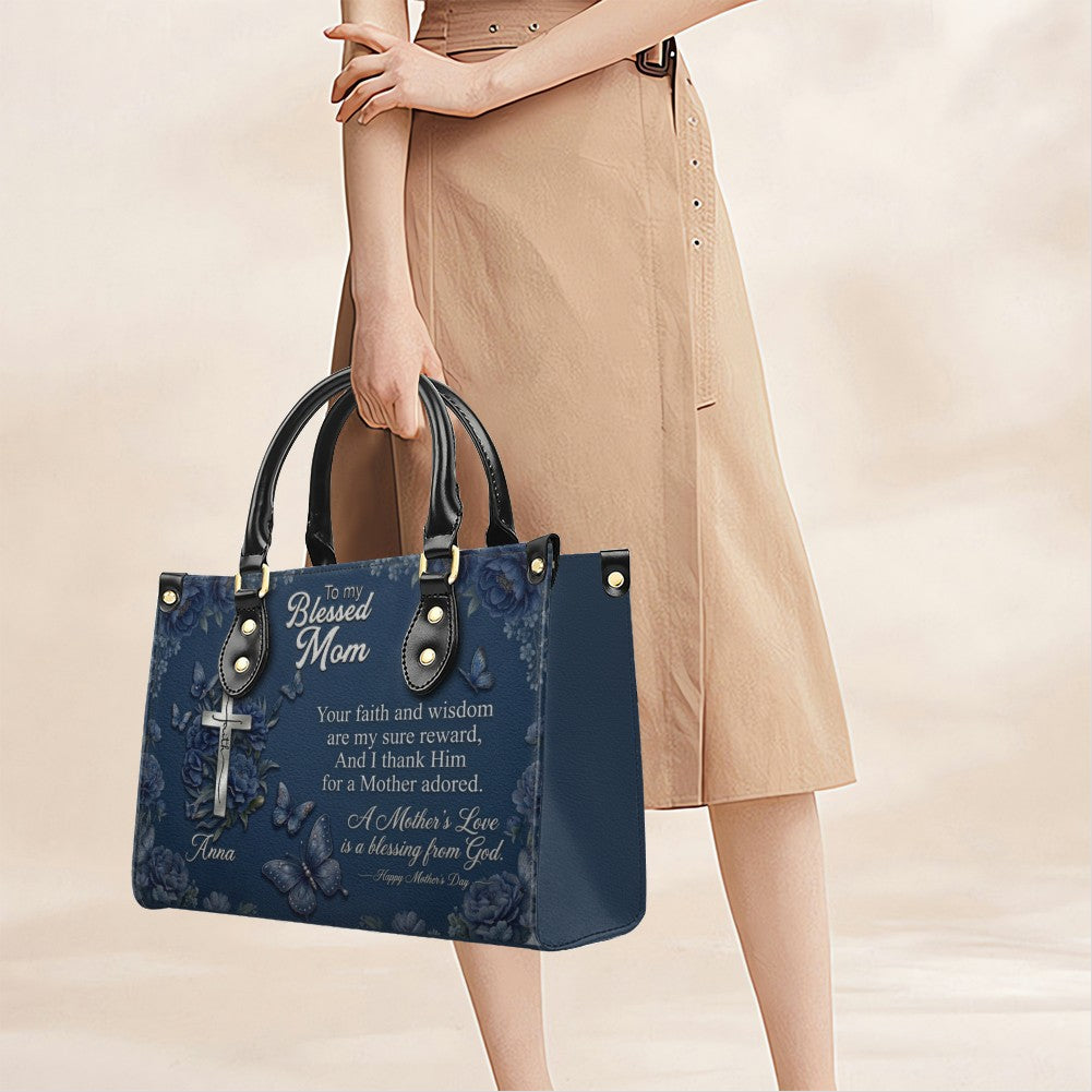 CHRISTIANARTBAG | Personalized Leather Handbag - Blessed Mother Edition - Custom Name & Faith Design CAB14626