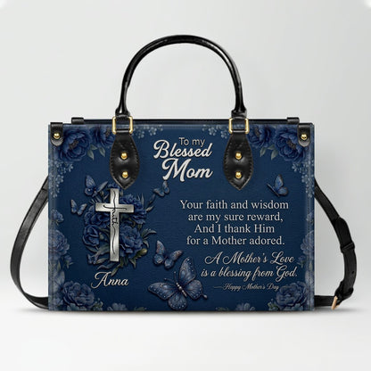 CHRISTIANARTBAG | Personalized Leather Handbag - Blessed Mother Edition - Custom Name & Faith Design CAB14626