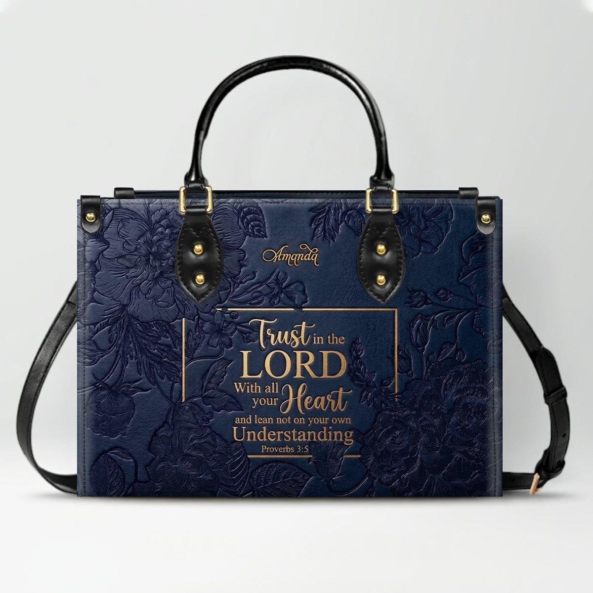 Personalized Bible Verse Leather Handbag - Custom Name Christian Tote Bag | CHRISTIANARTBAG 01080626