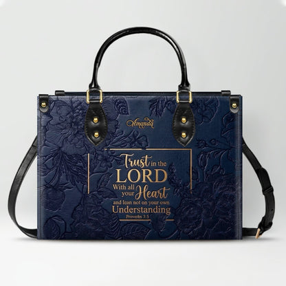 Personalized Bible Verse Leather Handbag - Custom Name Christian Tote Bag | CHRISTIANARTBAG 01080626