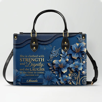 Personalized Mom Leather Handbag & Wallet Set – Custom Name Floral Butterfly Purse for Mother's Day Birthday Gift – CHRISTIANARTBAG CAB01100826