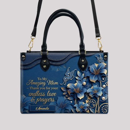 Personalized Mom Leather Handbag & Wallet Set – Custom Name Floral Butterfly Purse for Mother's Day Birthday Gift – CHRISTIANARTBAG CAB01100826