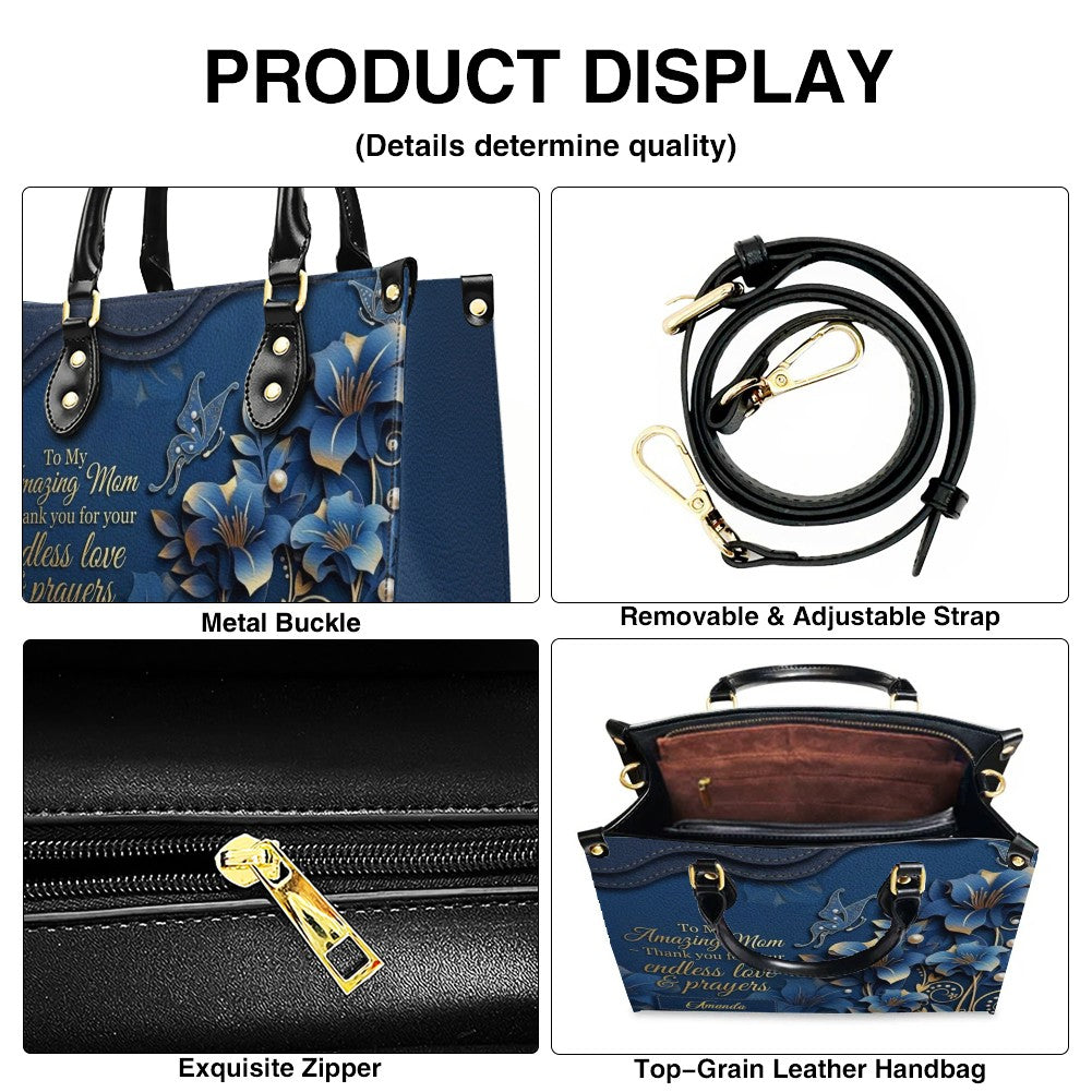 Personalized Mom Leather Handbag & Wallet Set – Custom Name Floral Butterfly Purse for Mother's Day Birthday Gift – CHRISTIANARTBAG CAB01100826