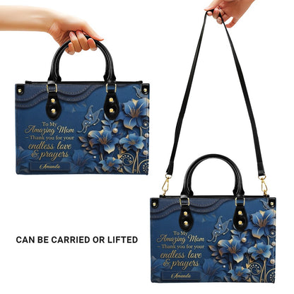 Personalized Mom Leather Handbag & Wallet Set – Custom Name Floral Butterfly Purse for Mother's Day Birthday Gift – CHRISTIANARTBAG CAB01100826