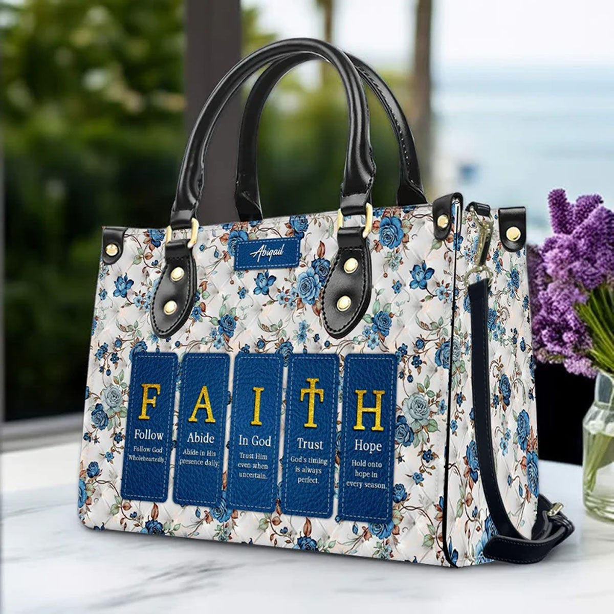 CHRISTIANARTBAG Custom Bible Verse Leather Handbag Set – Personalized Christian Tote Bag & Wallet for Women, Faith-Inspired Gift