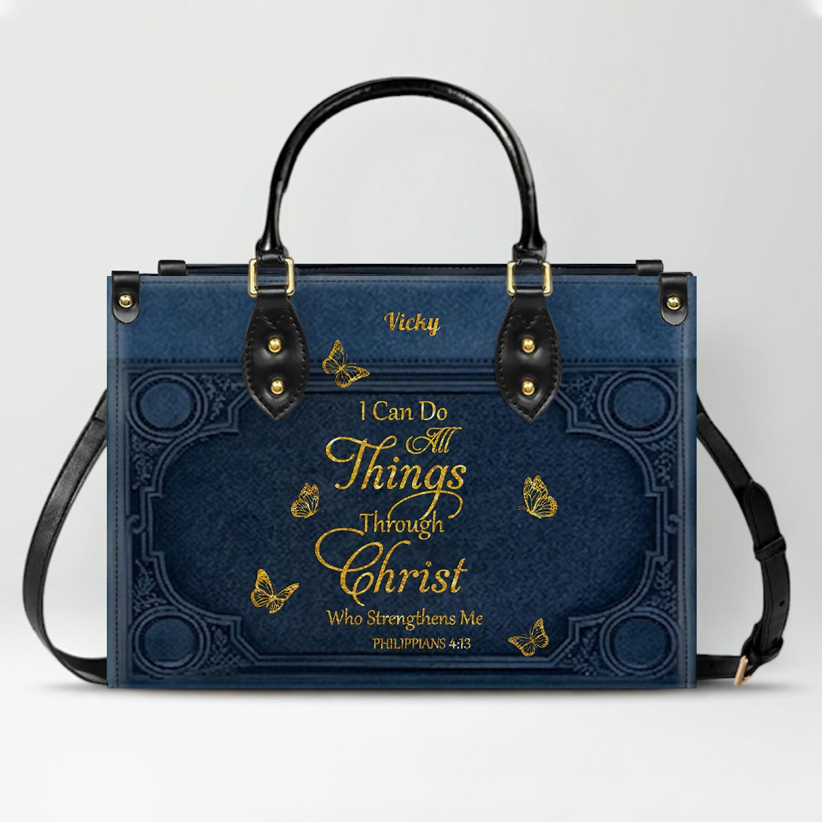 "I Can Do All Things" Inspirational Leather Bag & Wallet Set - Personalized Religious Gift - CHRISTIANARTBAG CAB0142326