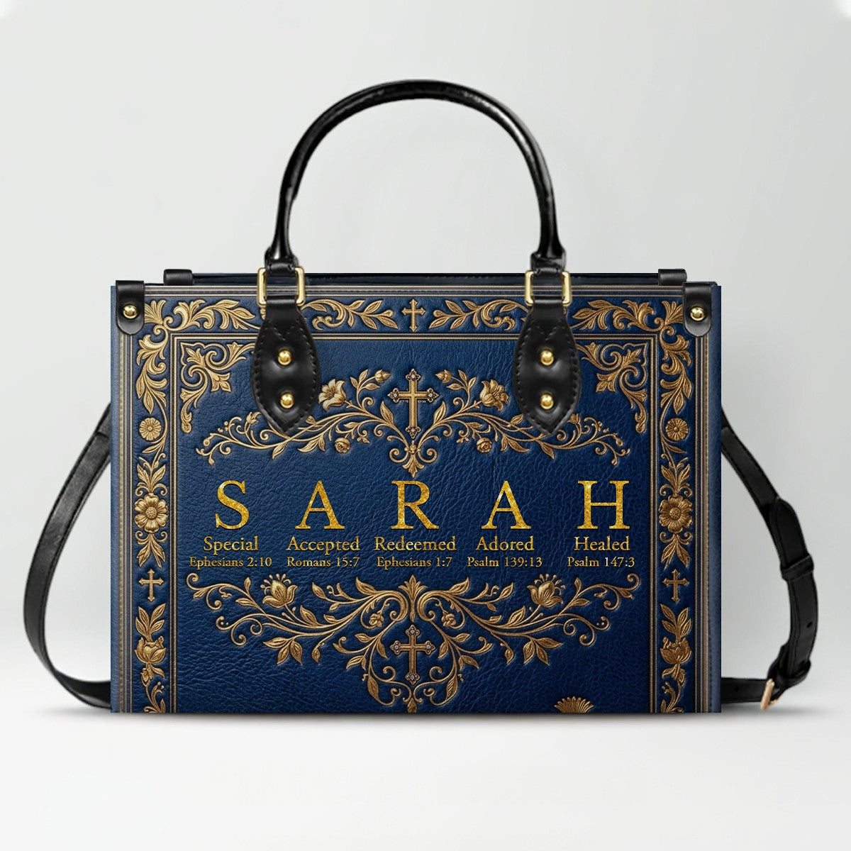 CHRISTIANARTBAG Personalized Name Meaning Bible Verse Leather Handbag - Custom Christian Acrostic Name Tote Bag for Women - CAB01101526