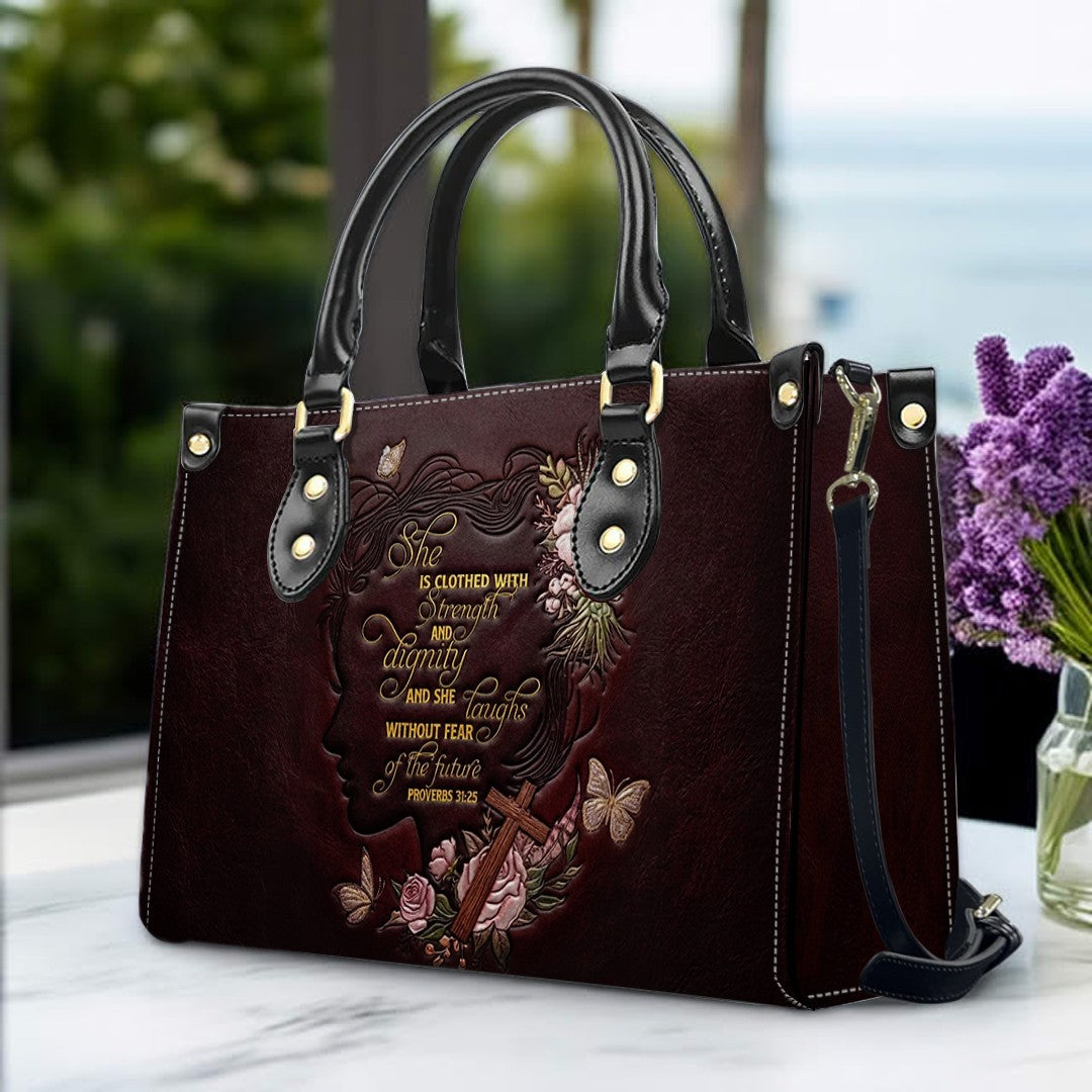 CHRISTIANARTBAG Personalized Leather Handbag - Custom Proverbs 31 in Burgundy - CAB0171326