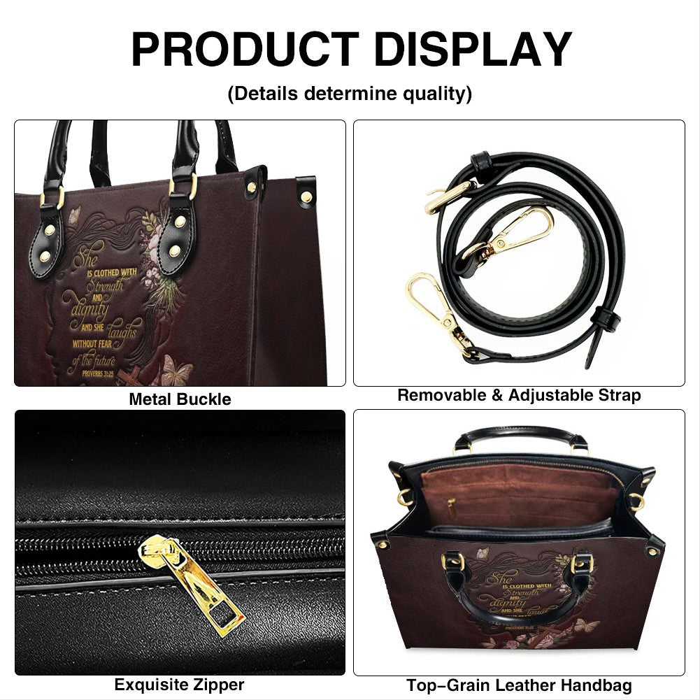 CHRISTIANARTBAG Personalized Leather Handbag - Custom Proverbs 31 in Burgundy - CAB0171326