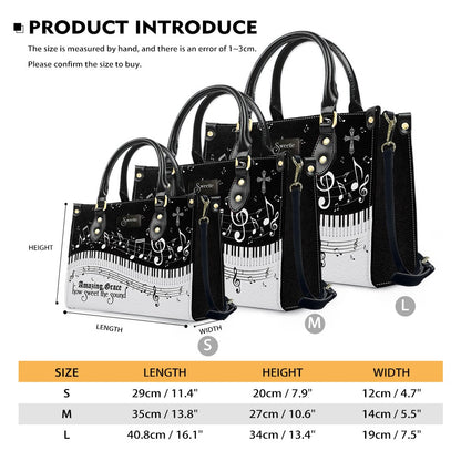 Personalized Christian Leather Handbag - Custom Bible Verse & Hymn Music Note Tote Bag - CHRISTIANARTBAG CAB01041526