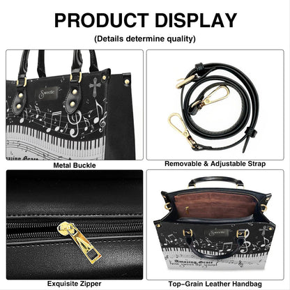 Personalized Christian Leather Handbag - Custom Bible Verse & Hymn Music Note Tote Bag - CHRISTIANARTBAG CAB01041526