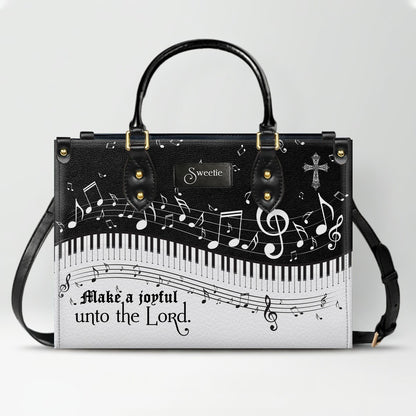 Personalized Christian Leather Handbag - Custom Bible Verse & Hymn Music Note Tote Bag - CHRISTIANARTBAG CAB01041526