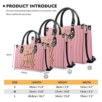 Personalized Be Still Psalm 46:10 Cross Leather Handbag for Women - CHRISTIANARTBAG | Custom Faith Purse in Pink CAB01100526