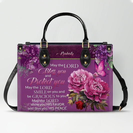 Personalized Christian Leather Handbag for Women – Bible Verse Floral Purse, Custom Name Religious Gift by CHRISTIANARTBAG