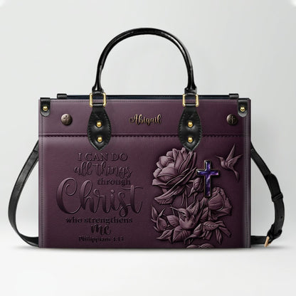 Custom Name Christian Leather Handbag & Wallet Set - Personalized Bible Verse Tote Bag | CHRISTIANARTBAG 01072726