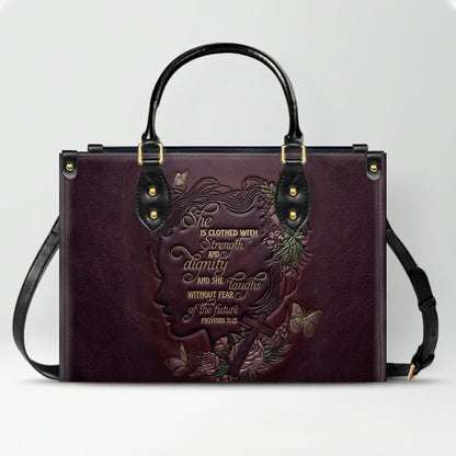 CHRISTIANARTBAG Personalized Leather Handbag - Custom Proverbs 31 in Burgundy - CAB0171326
