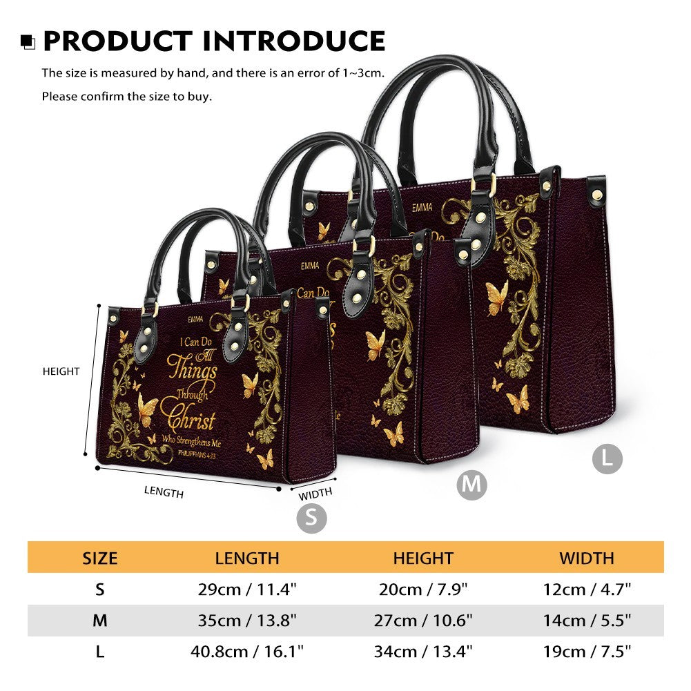 CHRISTIANARTBAG Personalized Leather Handbag with Bible Verse – Custom Name & Color Christian Gift for Women - CAB020226