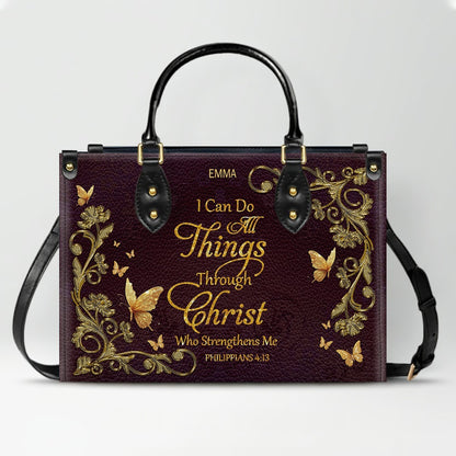 CHRISTIANARTBAG Personalized Leather Handbag with Bible Verse – Custom Name & Color Christian Gift for Women - CAB020226