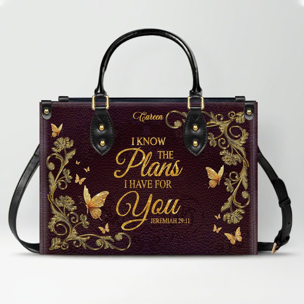 CHRISTIANARTBAG Personalized Leather Handbag with Bible Verse – Custom Name & Color Christian Gift for Women - CAB020226