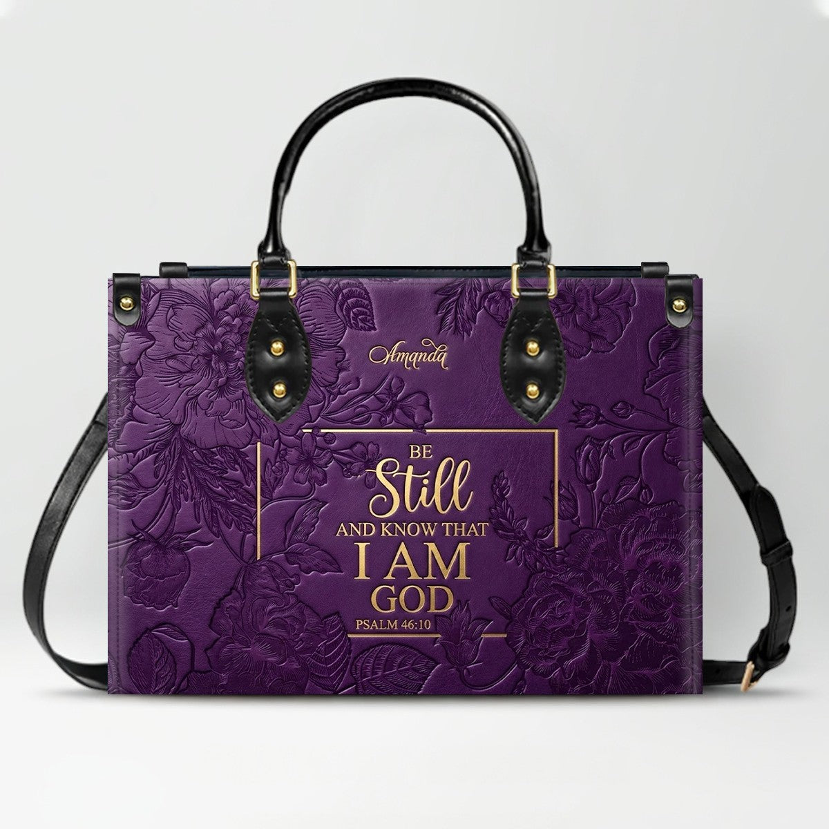 Personalized Bible Verse Leather Handbag - Custom Name Christian Tote Bag | CHRISTIANARTBAG 01080626