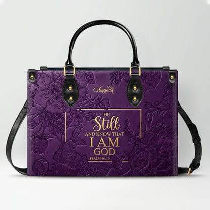 Personalized Bible Verse Leather Handbag - Custom Name Christian Tote Bag | CHRISTIANARTBAG 01080626