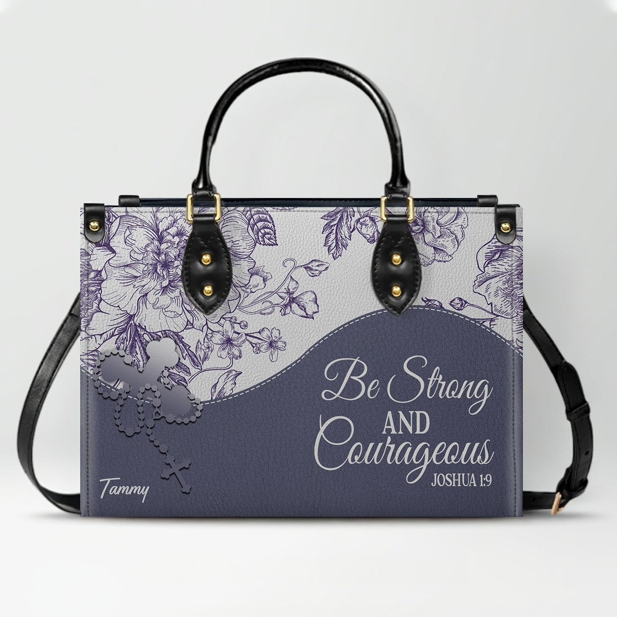 Christian Personalized Leather Handbag Flower for Women – Custom Name & Scripture | CHRISTIANARTBAG CAB031326