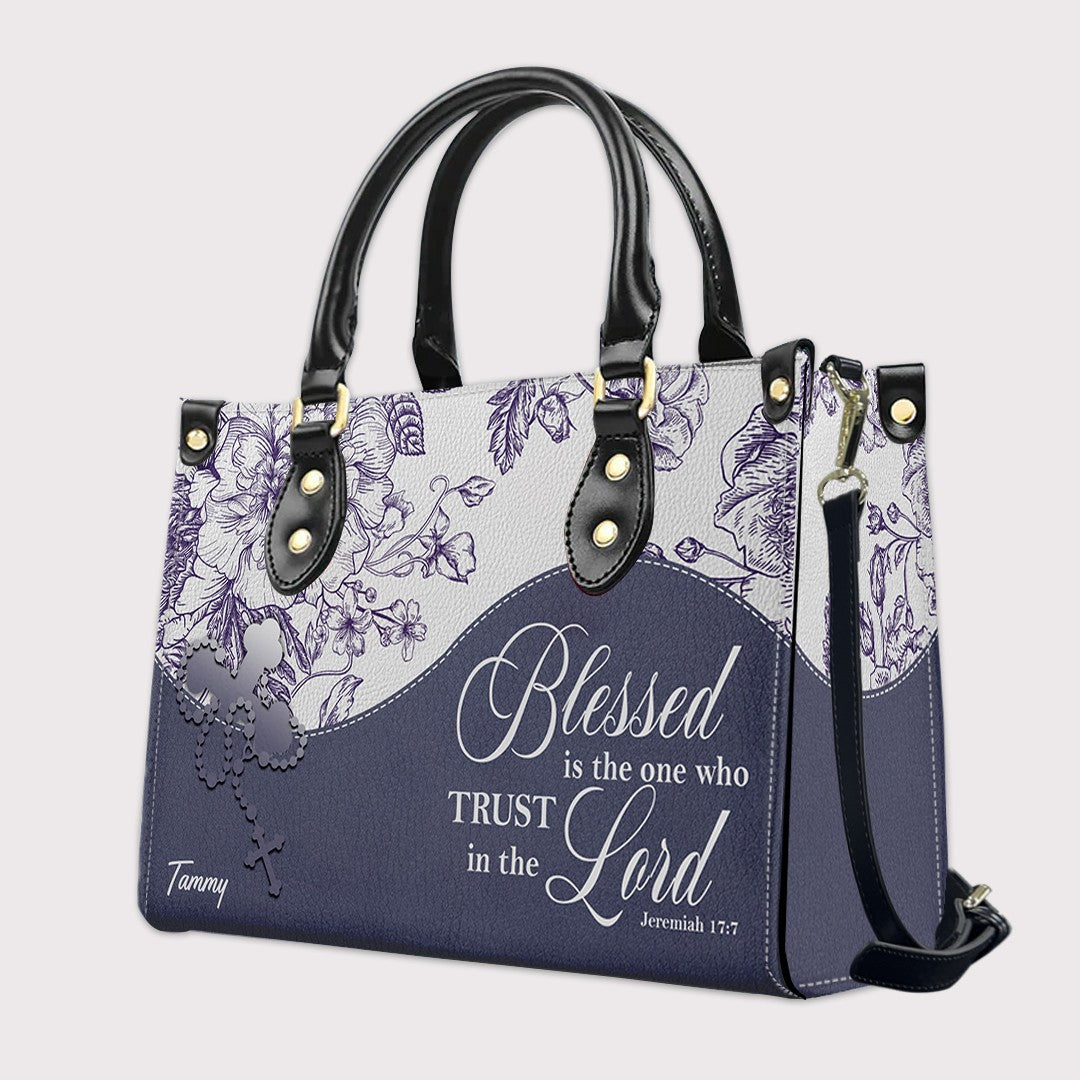 Christian Personalized Leather Handbag Flower for Women – Custom Name & Scripture | CHRISTIANARTBAG