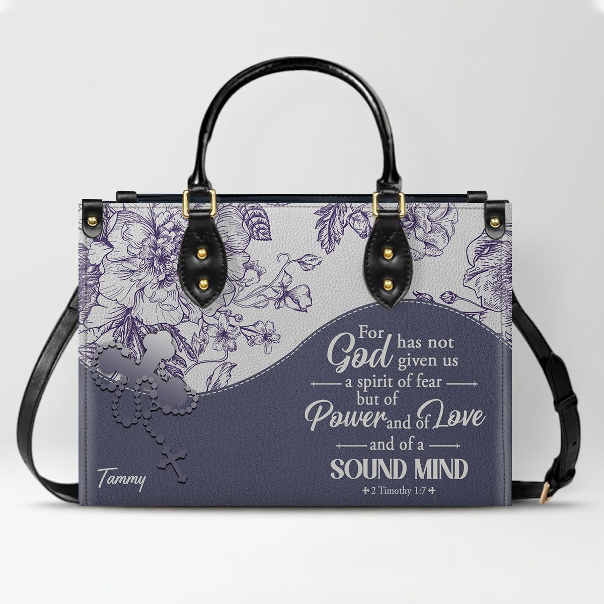Christian Personalized Leather Handbag Flower for Women – Custom Name & Scripture | CHRISTIANARTBAG CAB031326