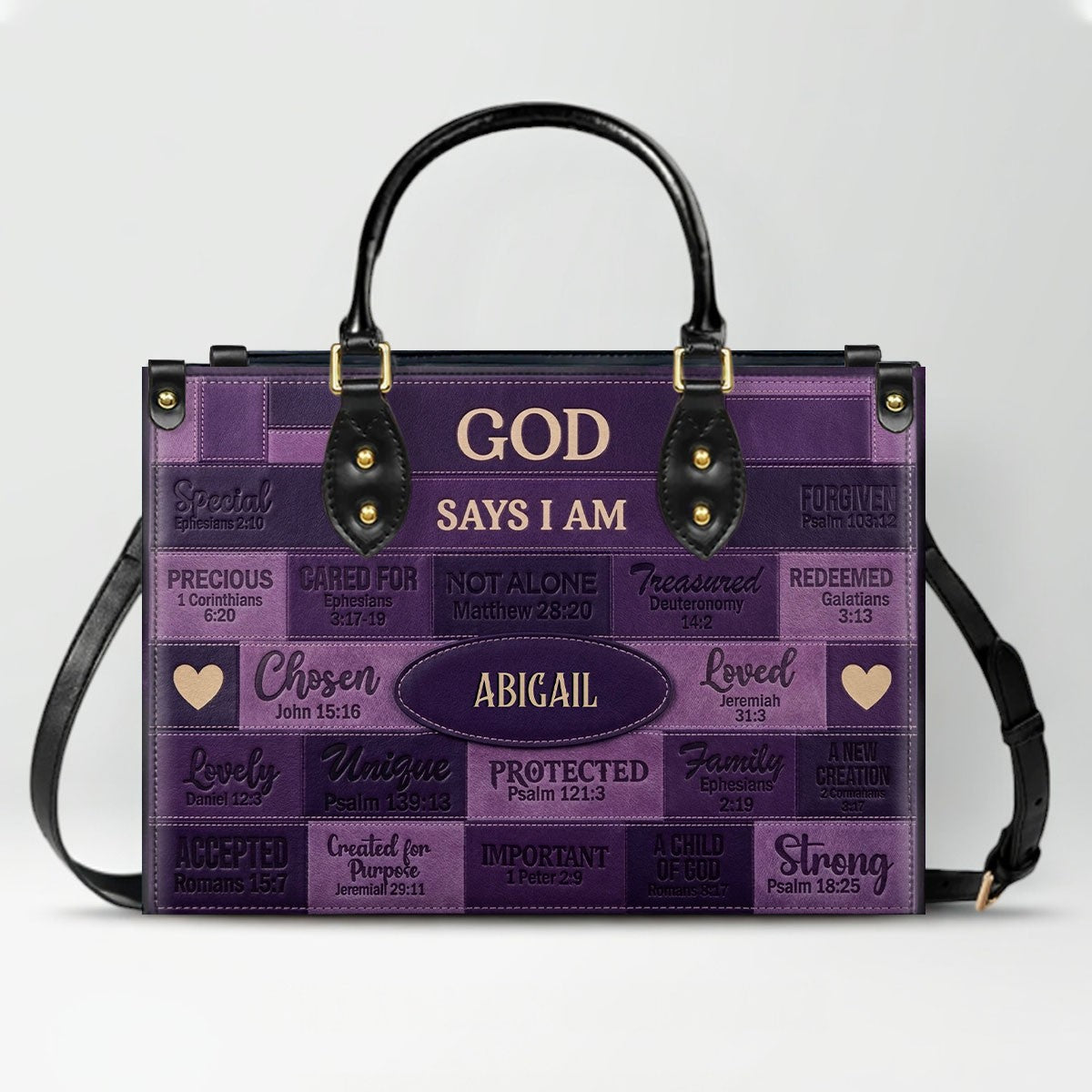 Christian Art Bag God Says I Am Personalized Handbag | Custom Scripture Leather Tote & Purse Set | Faith Based Religious Gifts for Her CAB01062626