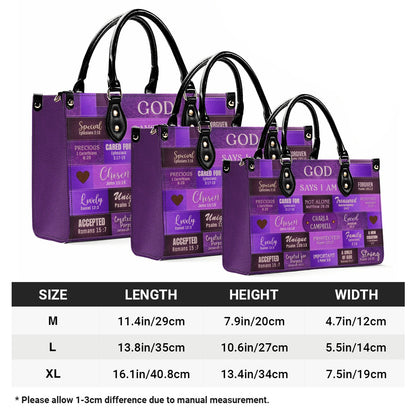 Christianartbag Handbags, God Says You Are Leather Handbag Purple, Personalized Bags, Gifts for Women, Christmas Gift, CABLTB02220923.
