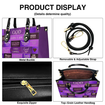 Christianartbag Handbags, God Says You Are Leather Handbag Purple, Personalized Bags, Gifts for Women, Christmas Gift, CABLTB02220923.