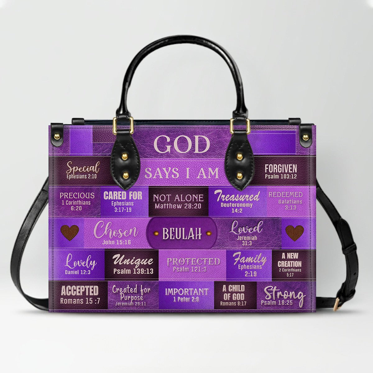 Christianartbag Handbags, God Says I Am Leather Handbag Purple, Personalized Bags, Gifts for Women, Christmas Gift, CABLTB02240923.