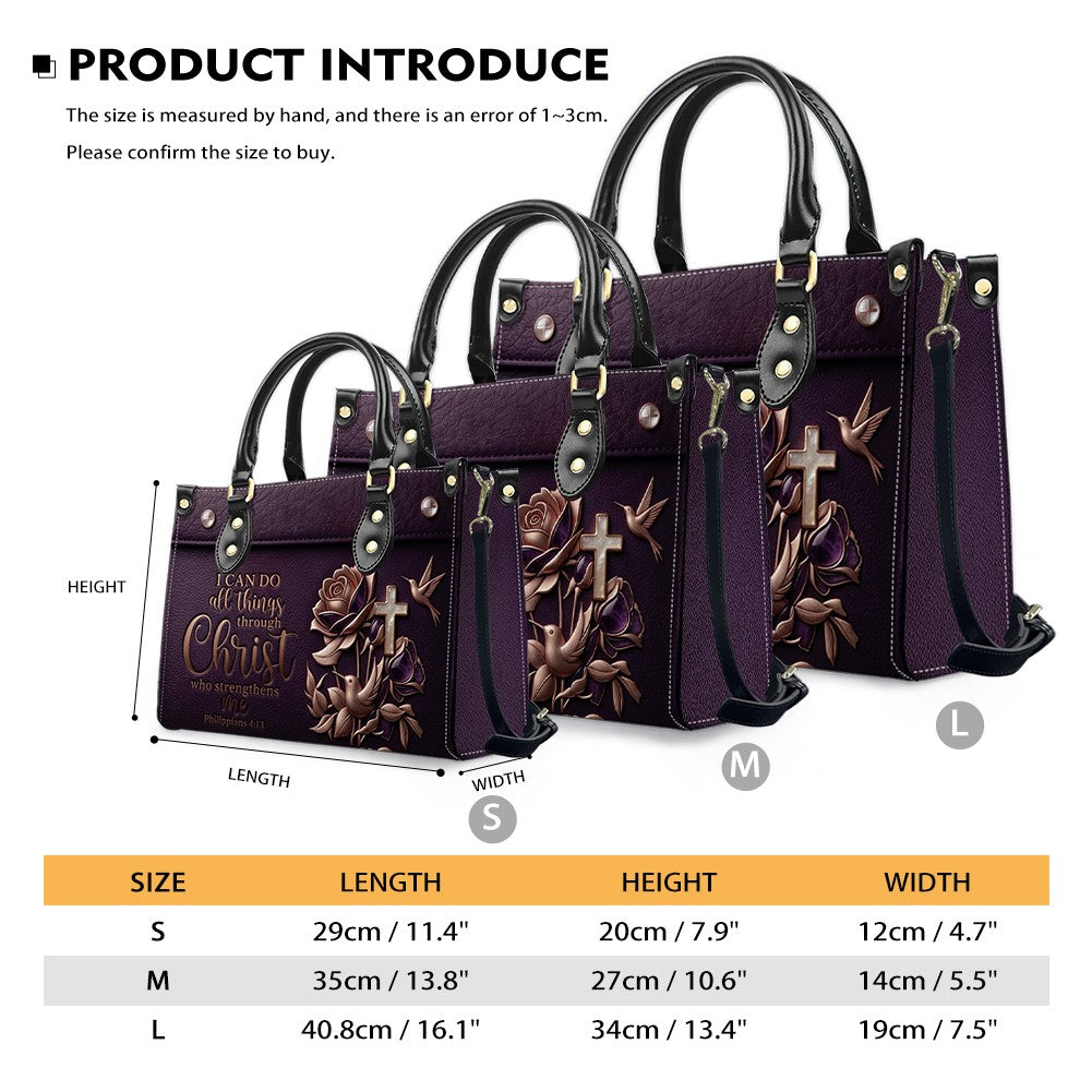 Personalized Christian Leather Handbag and Matching Wallet Set with Bible Verse Philippians 4:13 | Custom Name Gift - CHRISTIANARTBAG 02072726