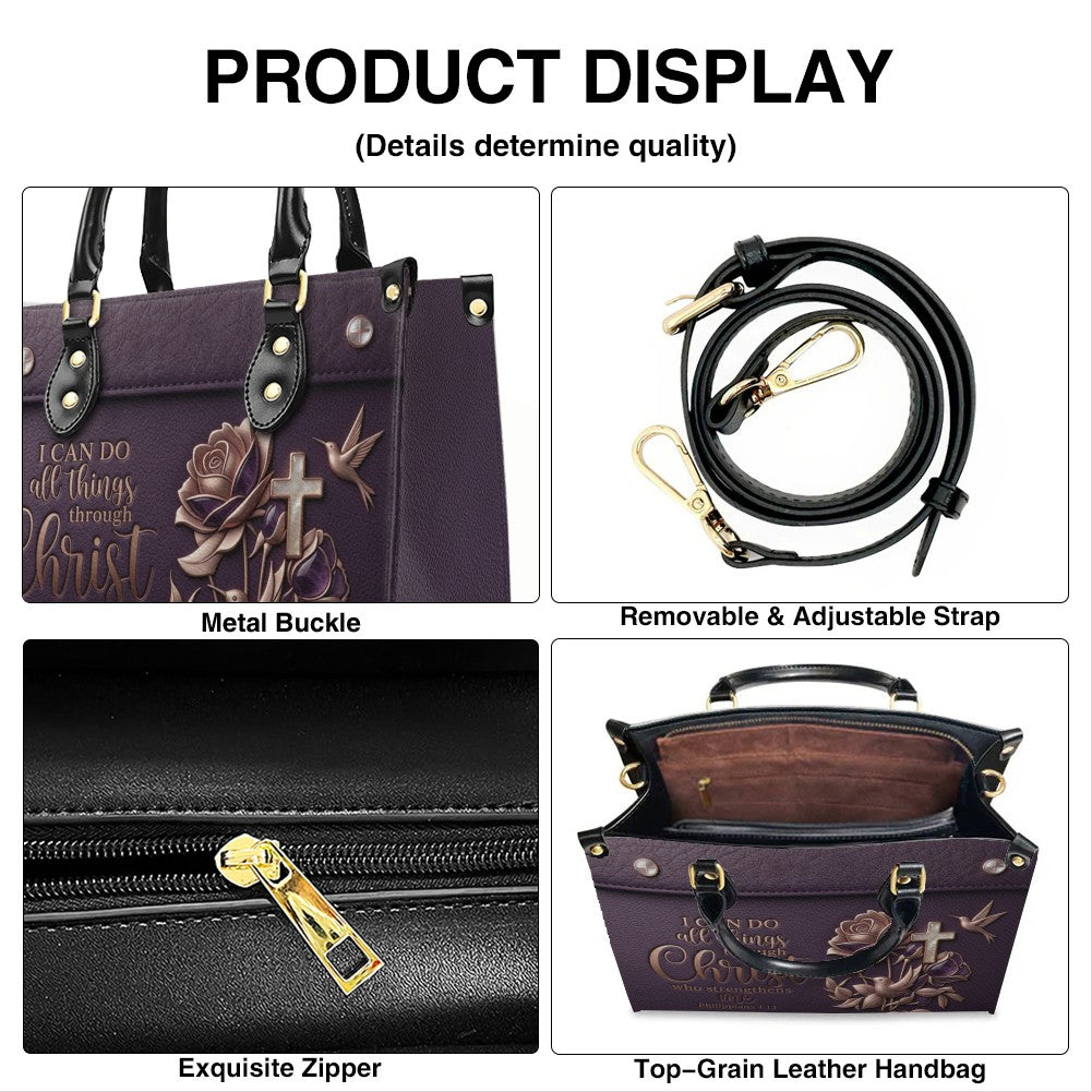 Personalized Christian Leather Handbag and Matching Wallet Set with Bible Verse Philippians 4:13 | Custom Name Gift - CHRISTIANARTBAG 02072726