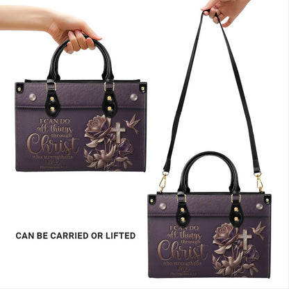 Personalized Christian Leather Handbag and Matching Wallet Set with Bible Verse Philippians 4:13 | Custom Name Gift - CHRISTIANARTBAG 02072726