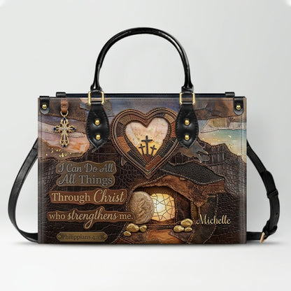 CHRISTIANARTBAG Personalized Leather Handbag with Custom Name & Scripture - Be Still and Know That I Am God | CHRISTIANARTBAG™ CAB017626