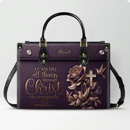 Custom Name Christian Leather Handbag & Wallet Set - Personalized Bible Verse Tote Bag | CHRISTIANARTBAG 01072726