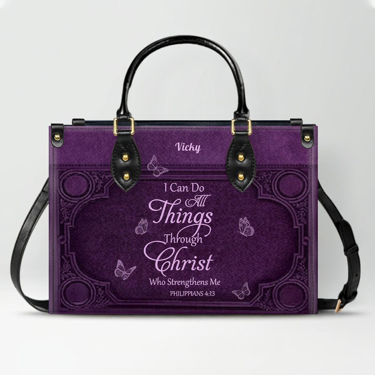 "I Can Do All Things" Inspirational Leather Bag & Wallet Set - Personalized Religious Gift - CHRISTIANARTBAG CAB0142326