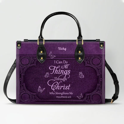 "I Can Do All Things" Inspirational Leather Bag & Wallet Set - Personalized Religious Gift - CHRISTIANARTBAG CAB0142326