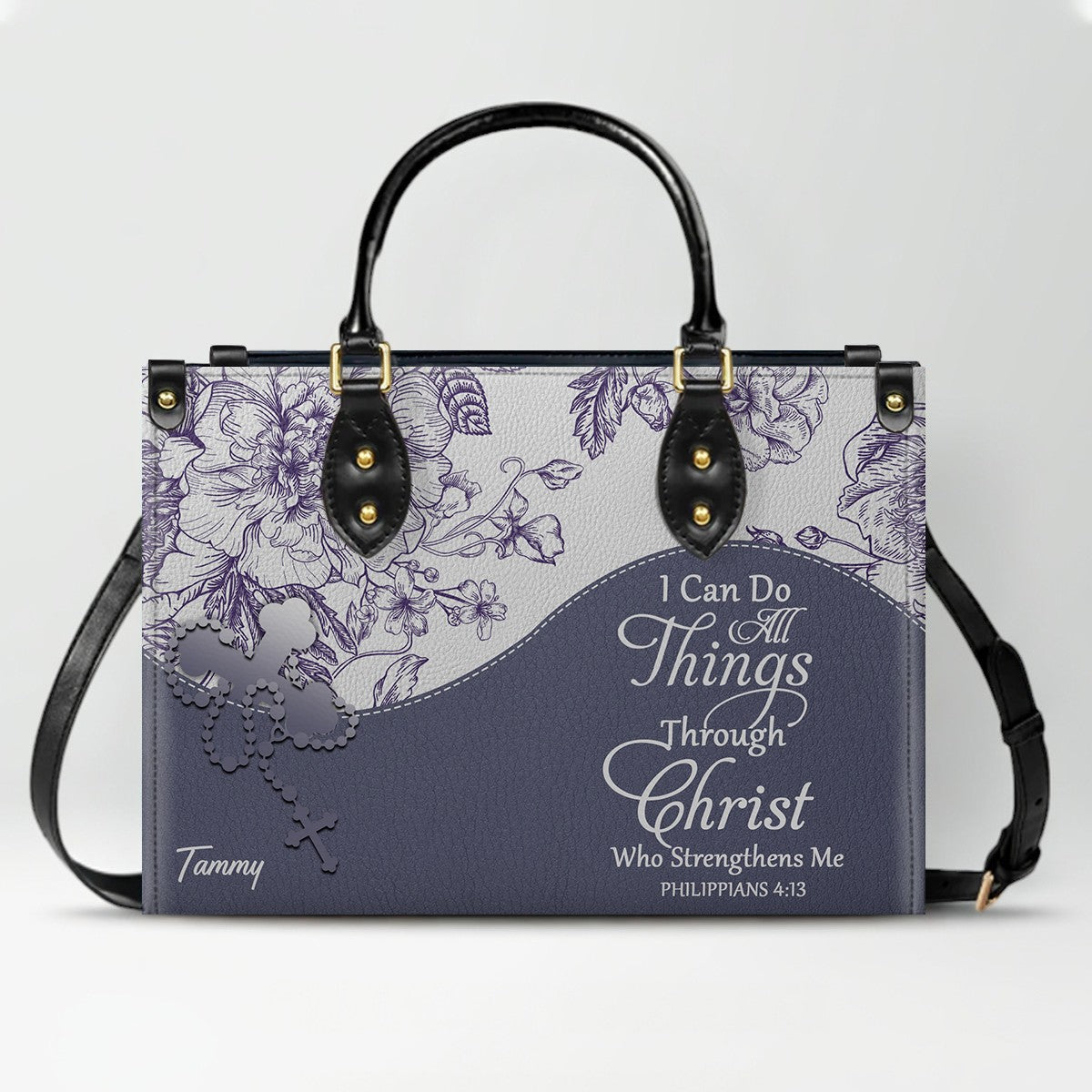 Personalized Christian Leather Handbag & Free Clutch Set – Custom Bible Verse Gift for Women CAB0241426