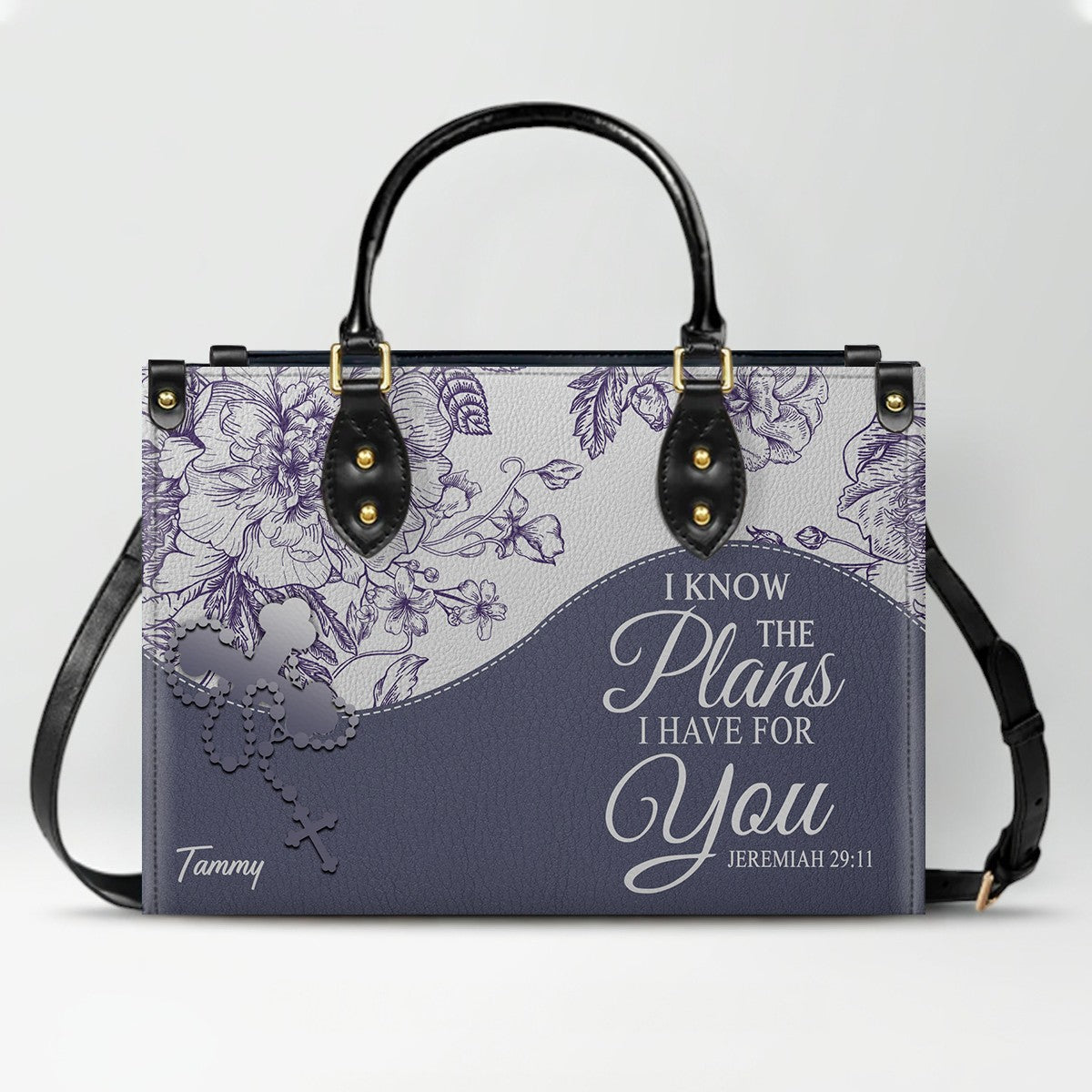 Personalized Christian Leather Handbag & Free Clutch Set – Custom Bible Verse Gift for Women CAB0241426