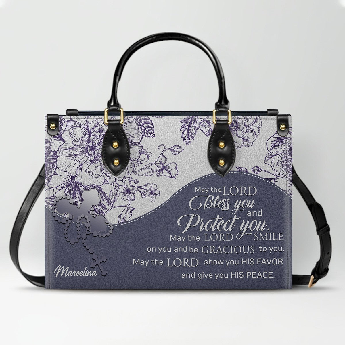 Christian Personalized Leather Handbag Flower for Women – Custom Name & Scripture | CHRISTIANARTBAG CAB031326