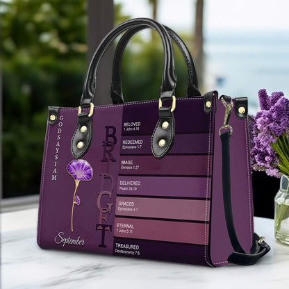 Uncover the sacred meaning of your name - Custom Name & Month Flower - Personalized Leather Handbag - CHRISTIANARTBAG 01181125