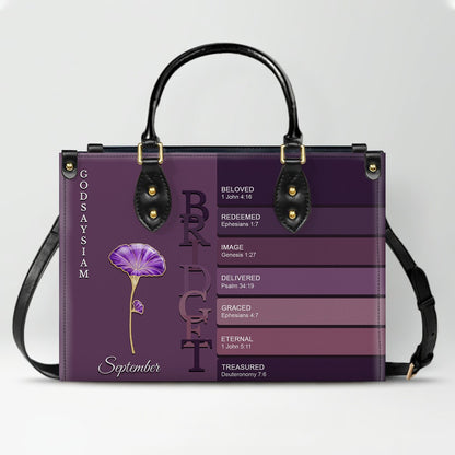 Uncover the sacred meaning of your name - Custom Name & Month Flower - Personalized Leather Handbag - CHRISTIANARTBAG 01181125