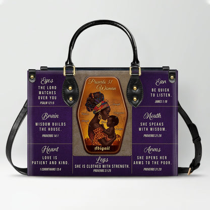 Personalized Proverbs 31 Woman Leather Handbag | ChristianArtBag Custom Faith-Based Purse