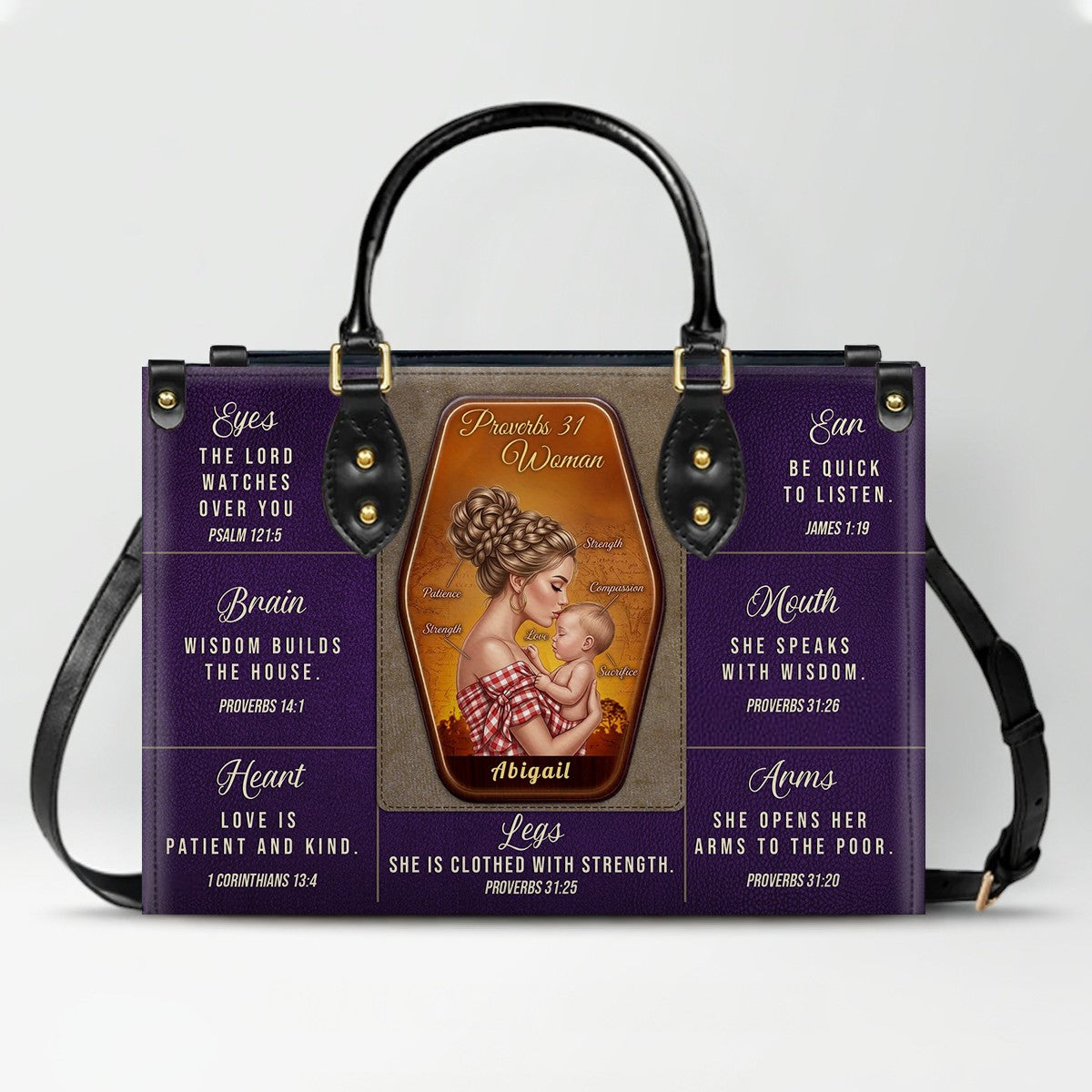 Personalized Proverbs 31 Woman Leather Handbag | ChristianArtBag Custom Faith-Based Purse